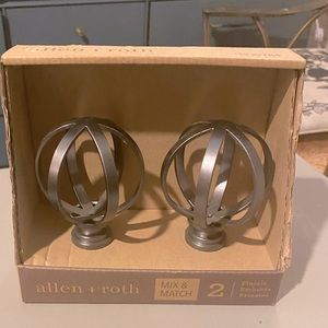 *NIB* Set of Two Allen & Roth Gunmetal Aluminum Curtain Finials